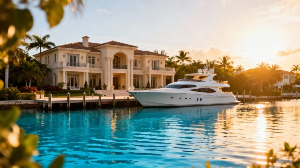 Fort Lauderdale waterfront home with yacht and private dock.