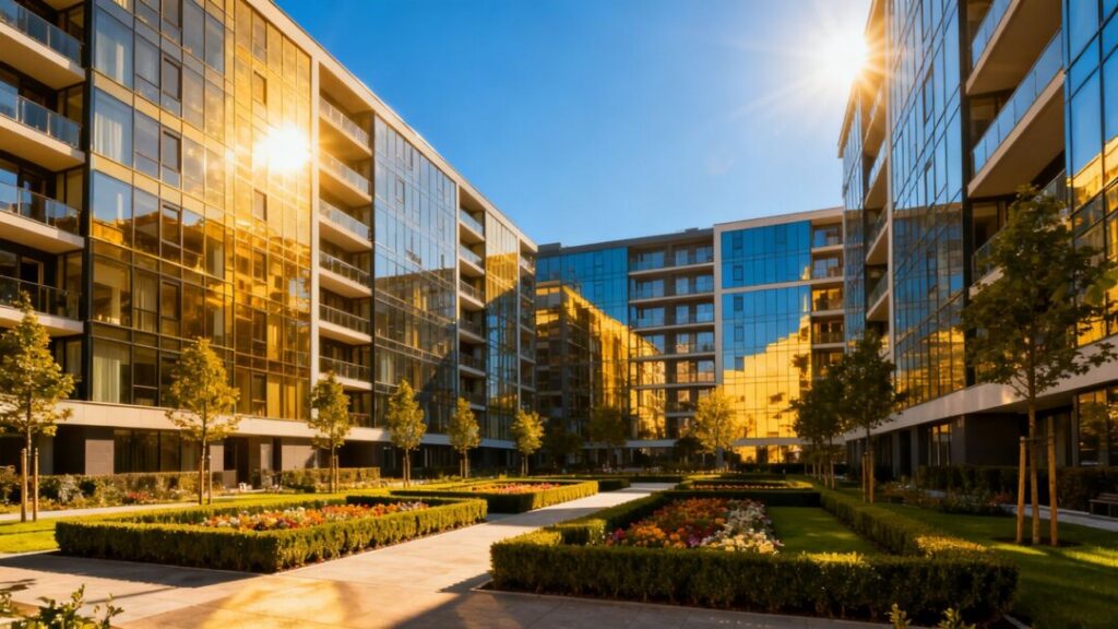 Florida apartment complex with landscaping.