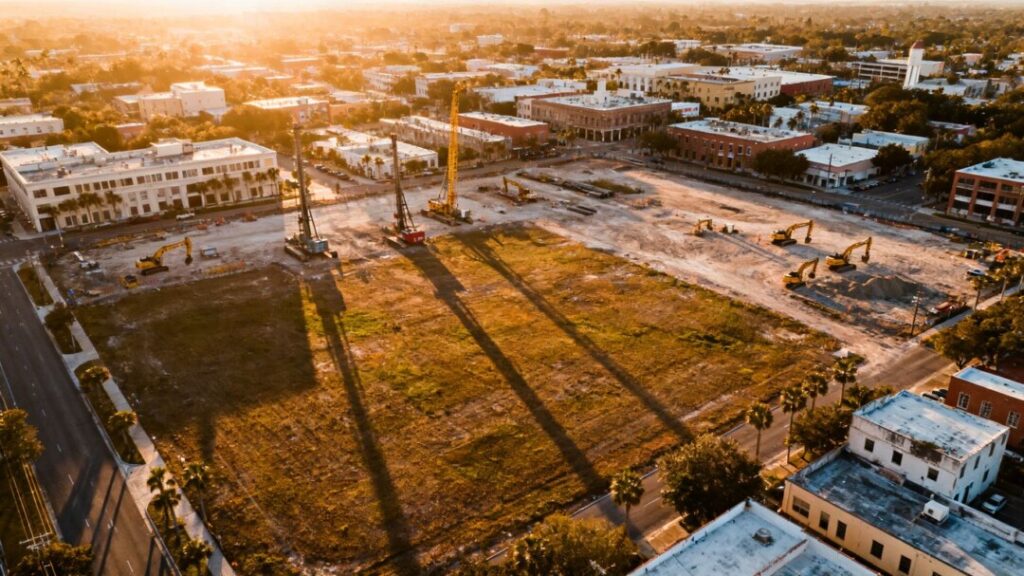 Ybor City urban development and adjacent undeveloped land.