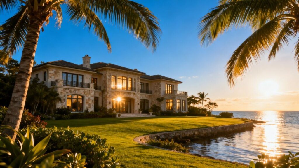 Luxury Palm Beach mansion with ocean view.