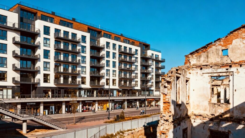 New mixed-use building in Fort Lauderdale with historical remnants.