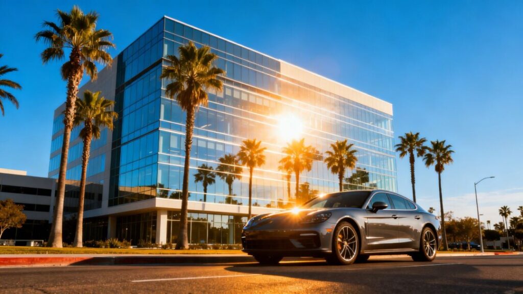 Trinity Investments Florida headquarters building with palm trees.