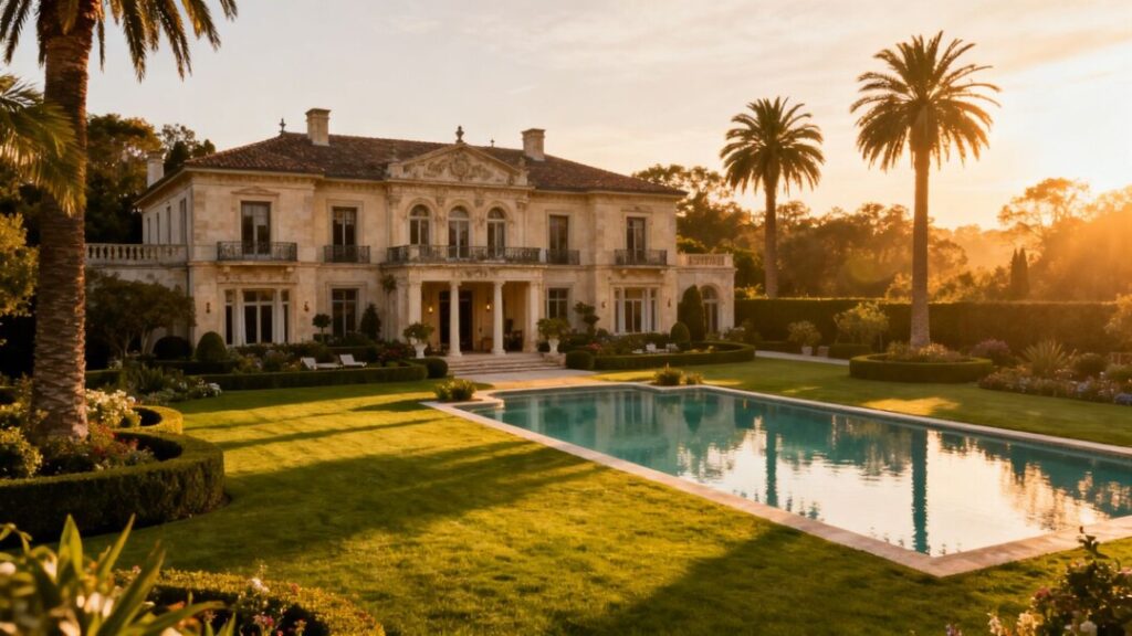 Historic Palm Beach mansion with pool and gardens.