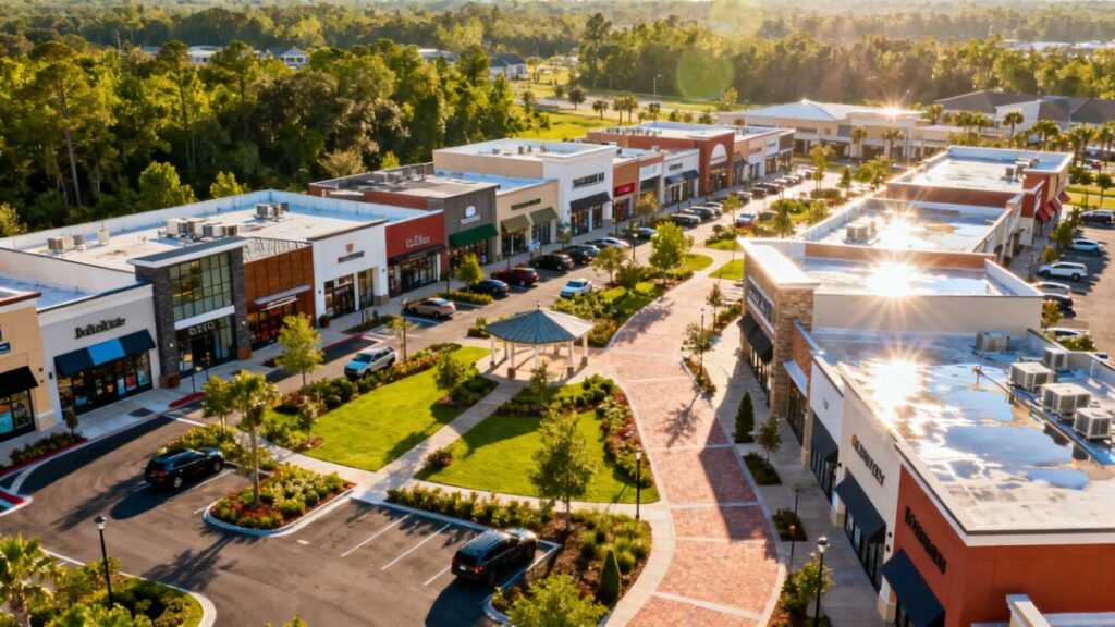 Southeast retail portfolio with modern storefronts and landscaping.