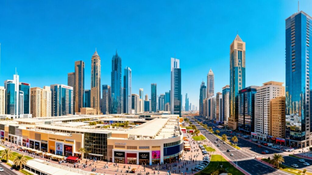 Florida cityscape with modern commercial buildings and skyscrapers.