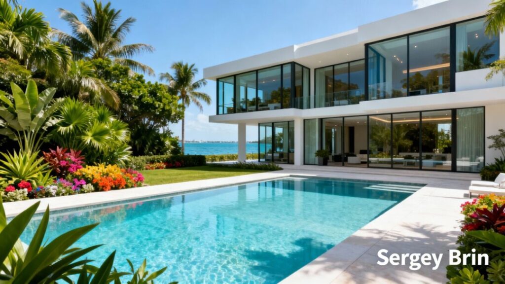 Miami Beach mansion with pool and ocean view.