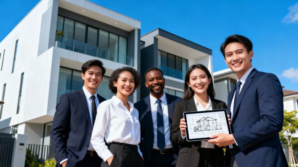 eXp Realty agents celebrating new construction division launch.