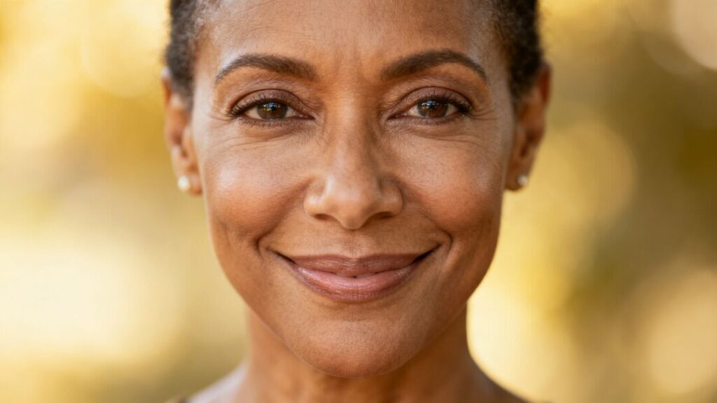 [Pamela Smith] with a calm and confident expression.