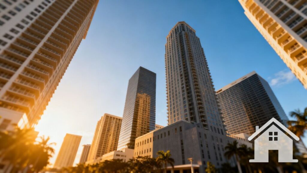 Florida skyline with real estate investment theme.