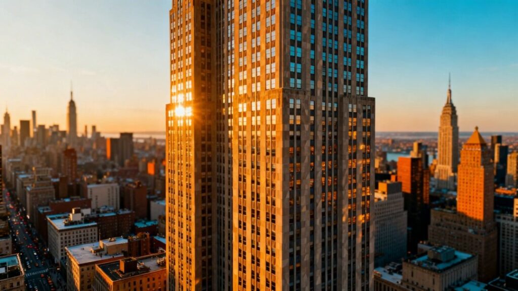 1 Rockefeller Plaza skyscraper in New York City skyline.