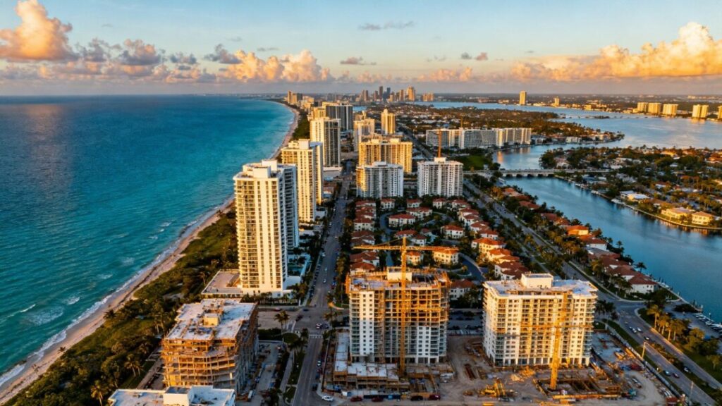Palm Beach County luxury condos and residential developments skyline.