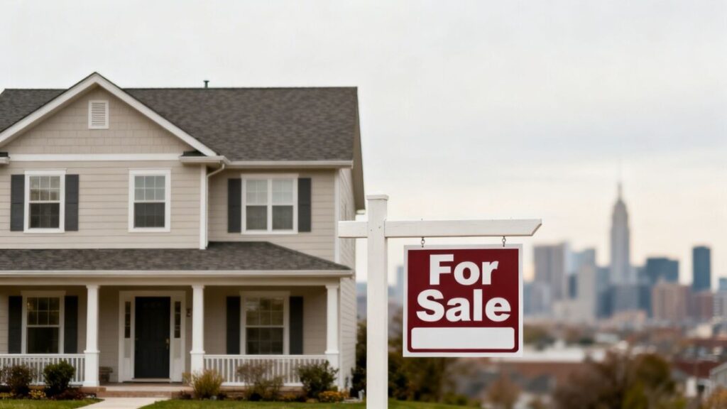 House with a for sale sign.