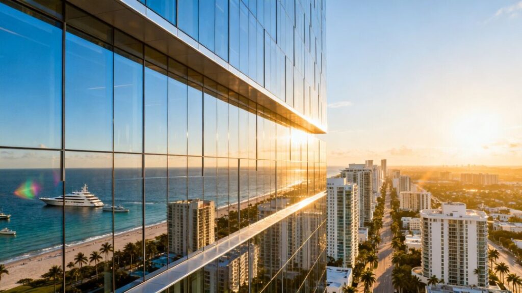 Modern skyscraper in South Florida luxury real estate
