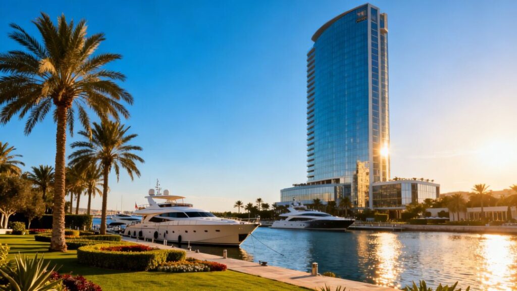 Luxury hotel tower by the water in West Palm Beach.