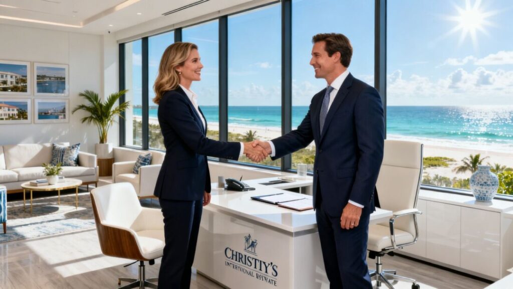 Christie's Real Estate Florida acquisition handshake.