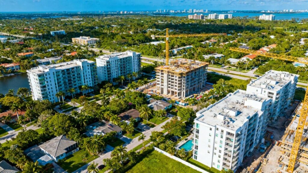 Miami-Dade construction cranes and new residential buildings