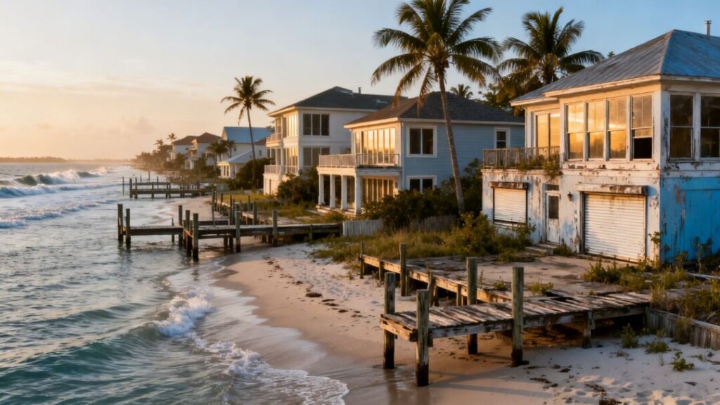 Florida coastal homes with ocean views and palm trees.