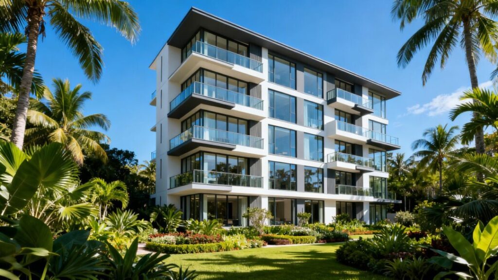 Arbor Residences building exterior with trees and sky.