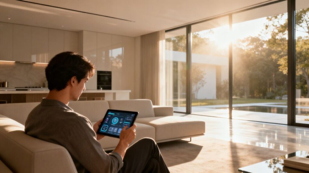 Buyer using technology in a modern home.