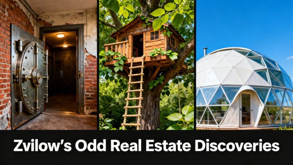 Unusual homes: vault, treehouse, geodesic dome.