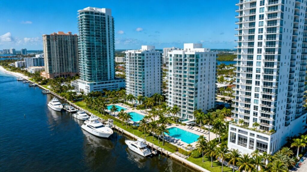 Luxury skyscrapers and waterfront condos in West Palm Beach