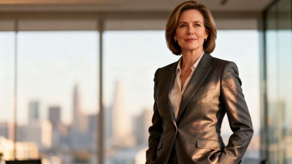 [Cynthia Birge] in professional attire, real estate achievement.