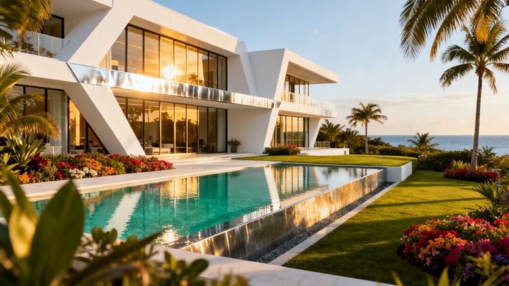 Luxury mansion with pool in sunny South Florida.