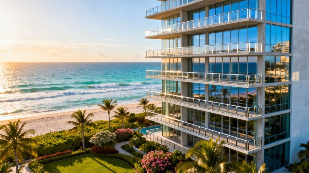 Luxury Surfside condo building with ocean views.