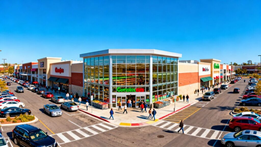 Jacaranda Plaza shopping center with Publix grocery store.