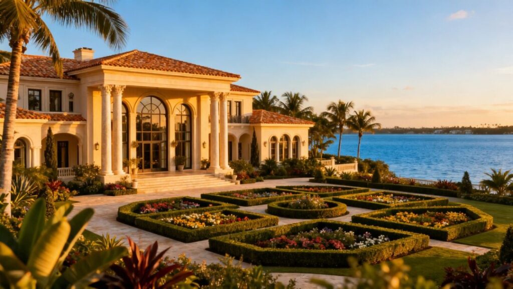 Luxury estate in Manalapan, Florida, with waterfront views.