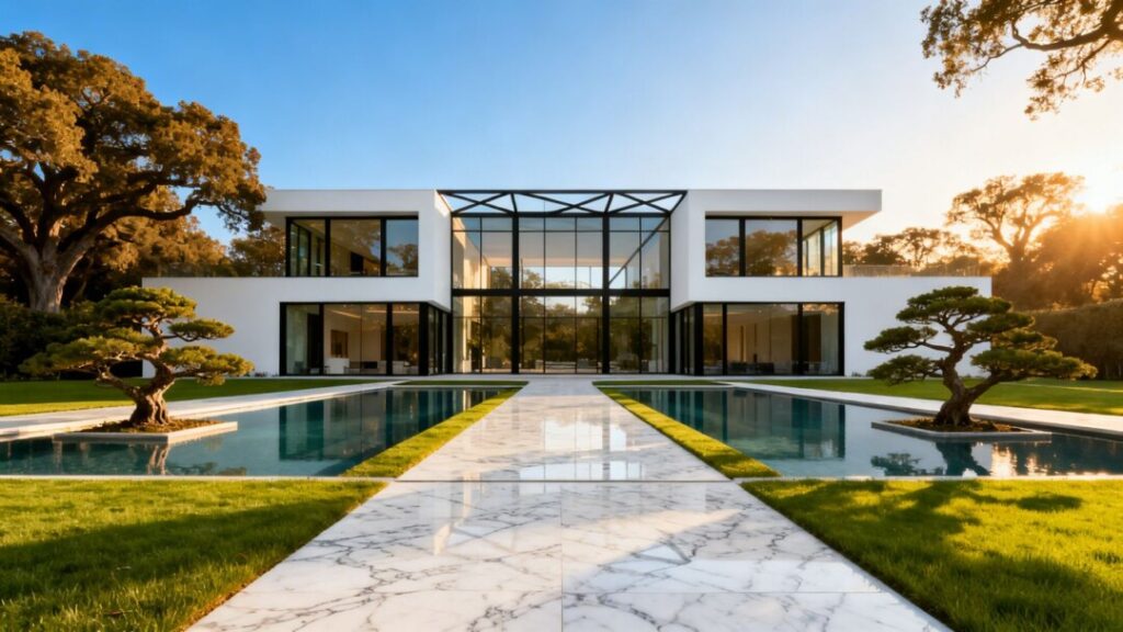 Luxury Pinecrest home with modern architecture and lush landscaping.