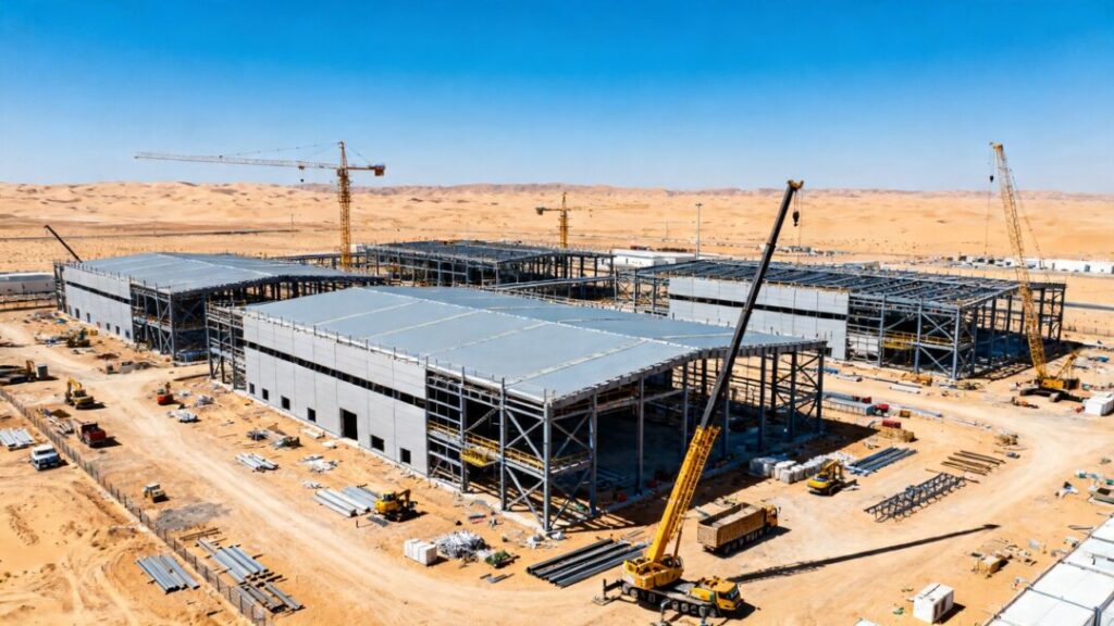 Massive industrial hub construction in Buckeye, Arizona.