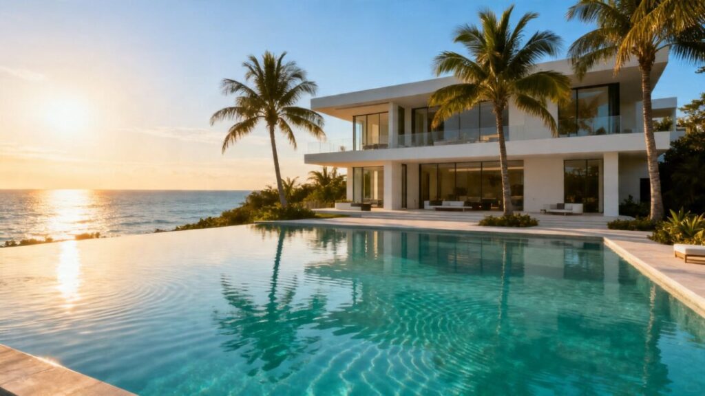 Luxury South Florida mansion with ocean view and pool.