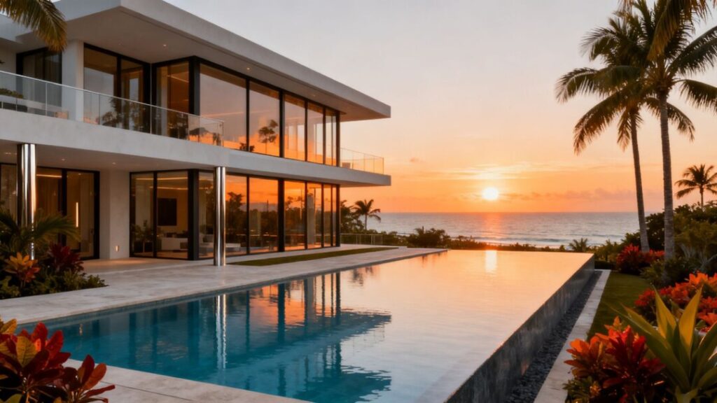 Luxury Florida mansion with infinity pool and ocean view.