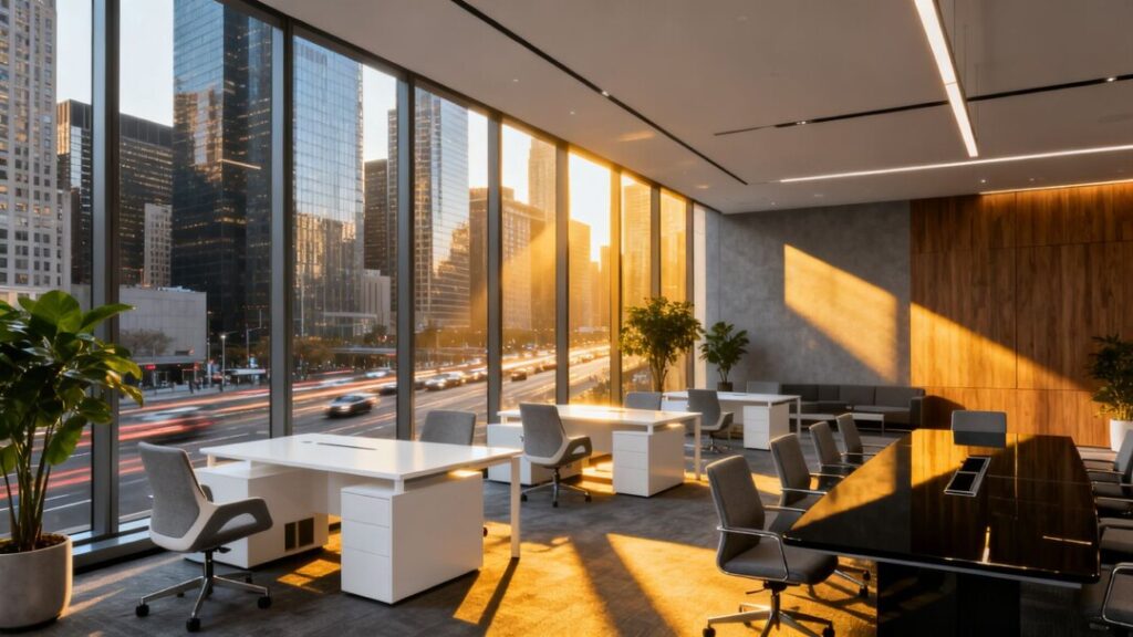 Modern office with city view