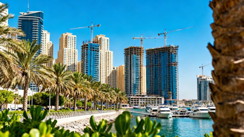 Florida cityscape with new construction and waterfront views.