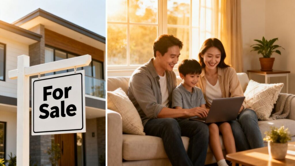 House for sale and family viewing property online.