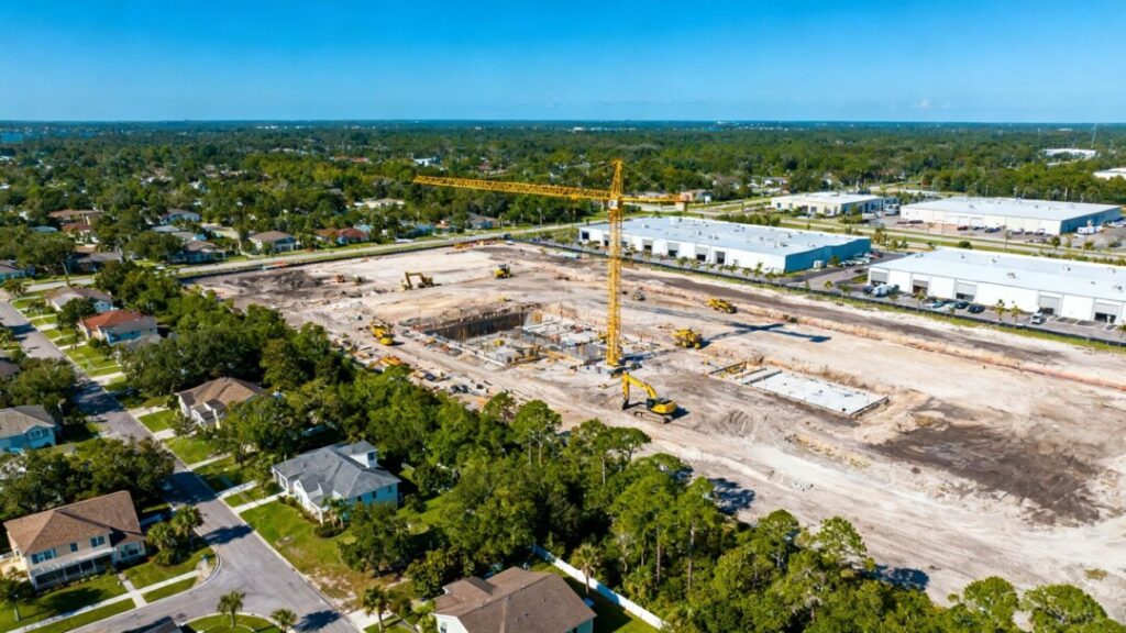 Construction of new homes and warehouses in Hillsborough County.