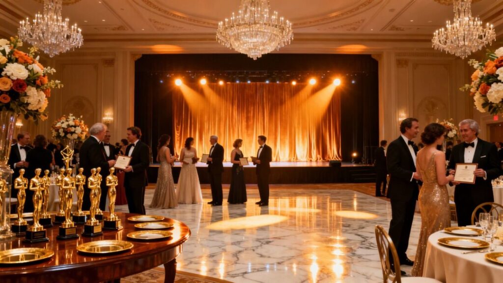 OMCAR Award winners celebrated at a formal gala event.