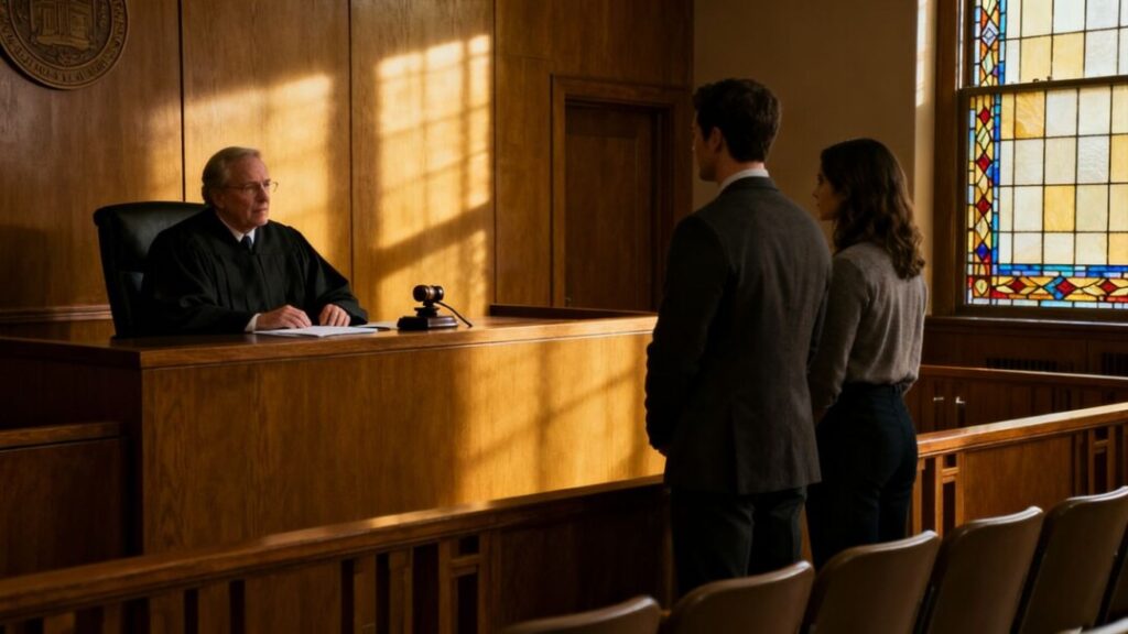 Couple in court admitting guilt in real estate fraud case.