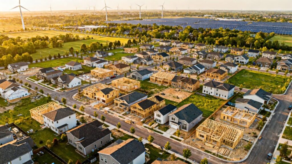 New homes being built in an energy innovation park.