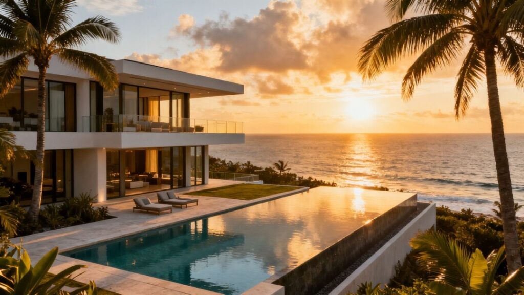 Luxury South Florida mansion with infinity pool and ocean view.