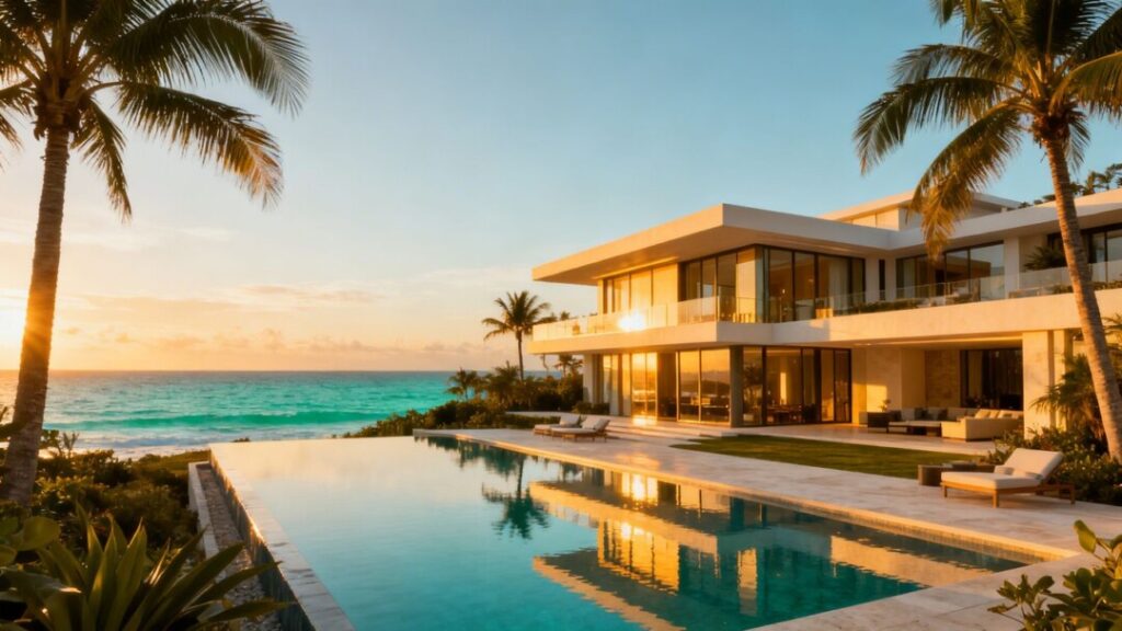 Luxury South Florida mansion with infinity pool and ocean view.