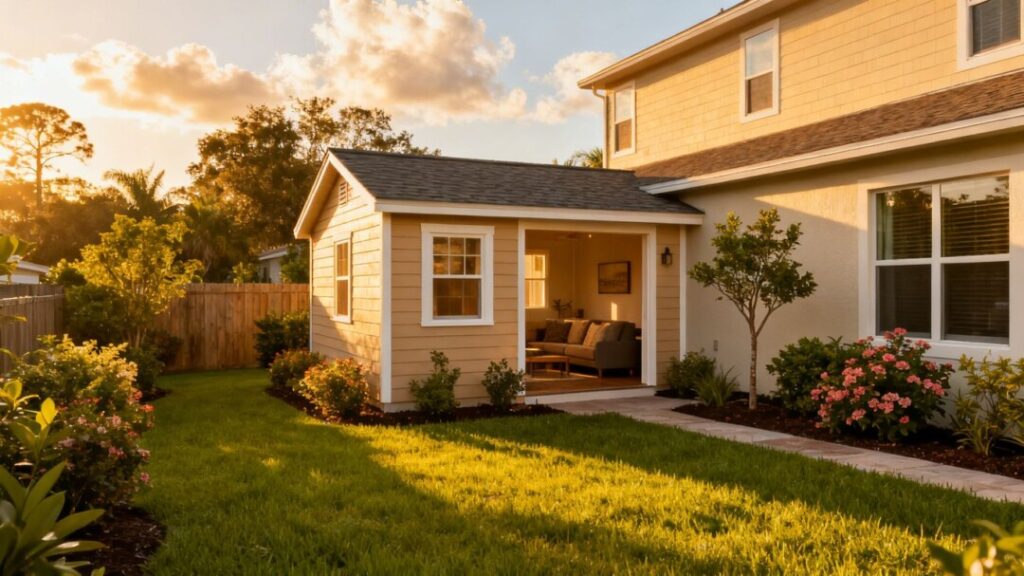 Backyard cottage next to a family home in Florida.