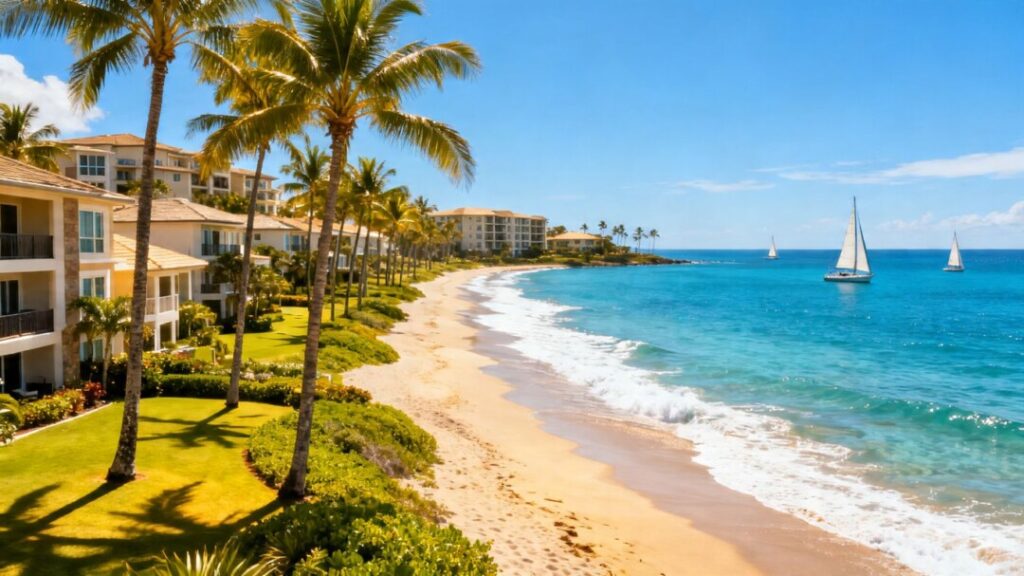 Florida coastal city with palm trees, beaches, and retirement communities.