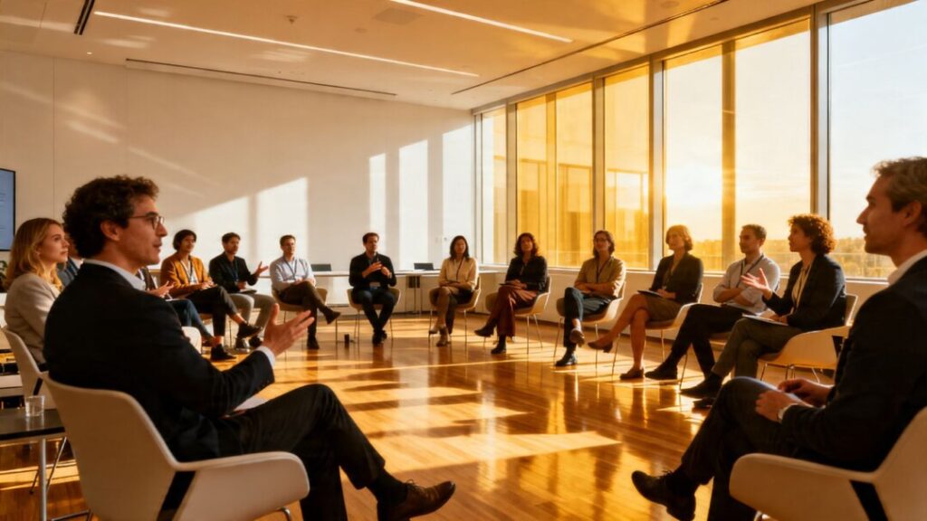 People at a housing summit discussing affordability.