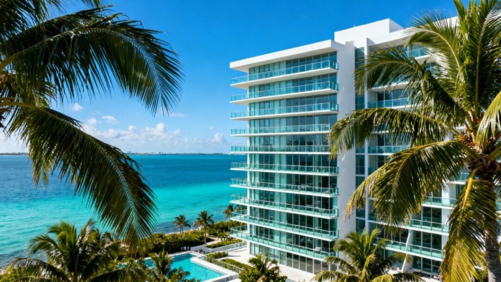 Ultra-luxury Miami condominium tower with ocean views.