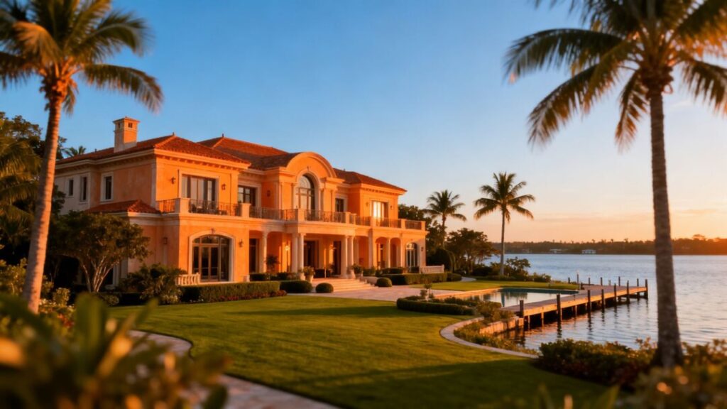 Luxurious waterfront mansion in Palm Beach County, Florida.