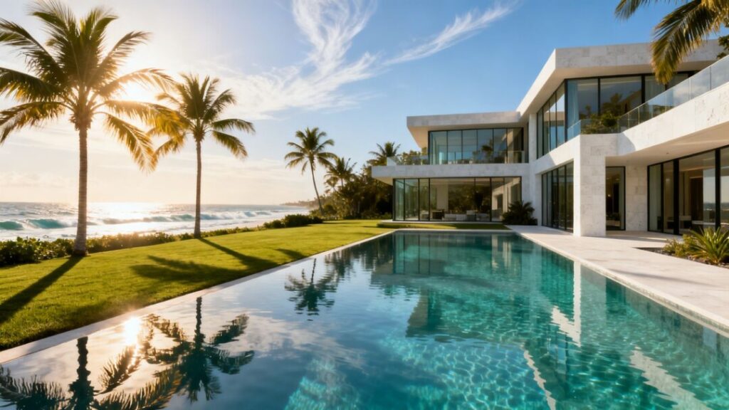 Luxury mansion with pool on South Florida coast