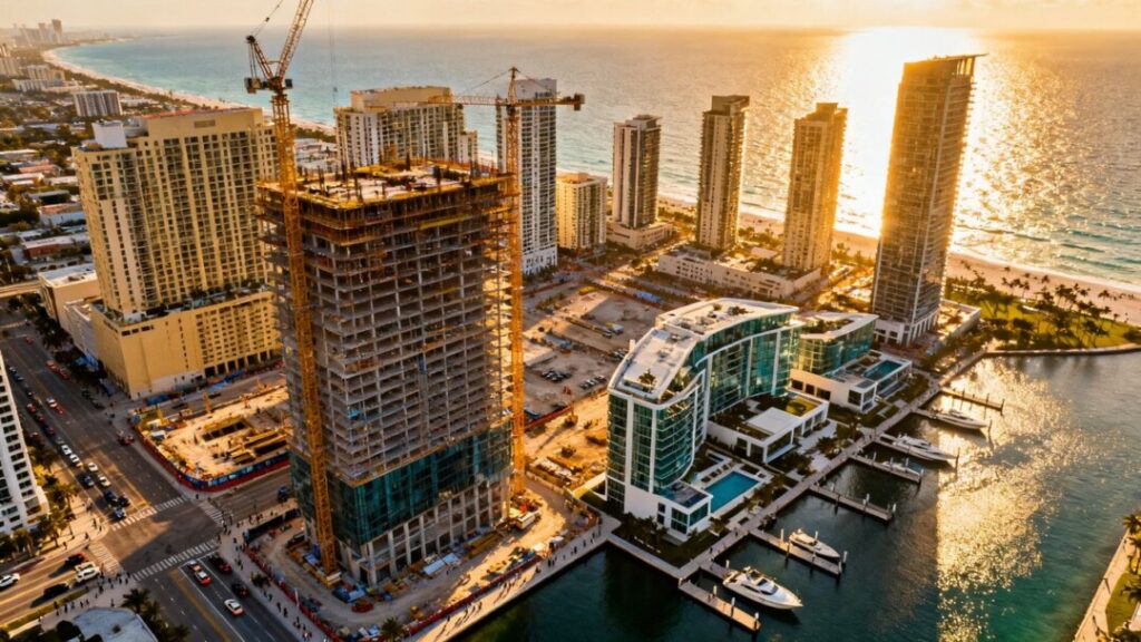 Broward County skyline with new developments and waterfront properties.